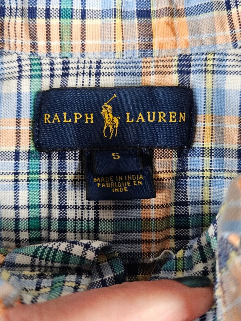 Ralph Lauren Boys Sz 5 Long Sleeve Button Up Dress Shirt Plaid Colorful